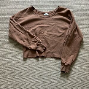 Joah Brown Crop cut off sweatshirt One Size scoop neck size OS